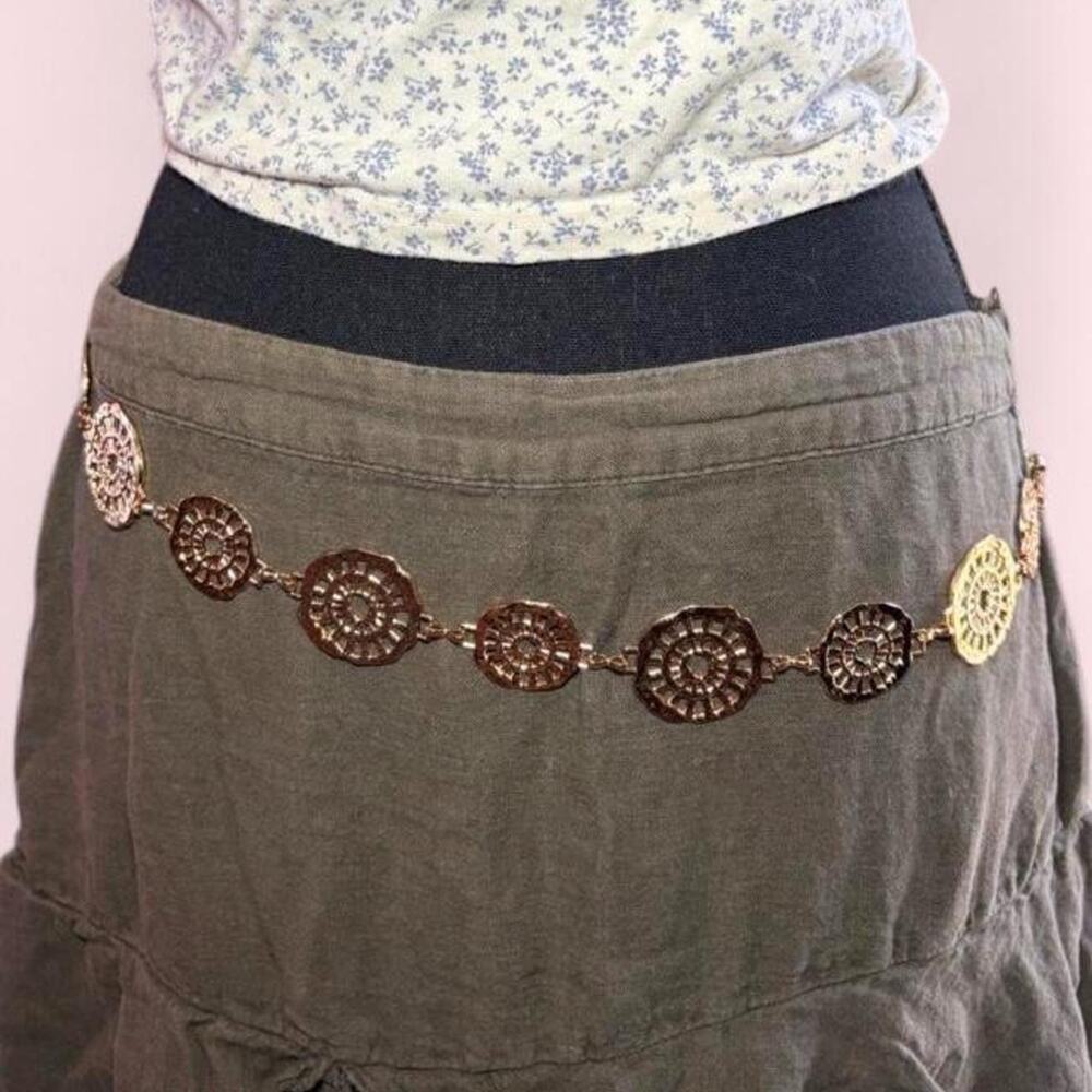 gold statement belt y2k boho western grunge vintage
